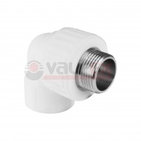 Угольник PP-R комбинированный белый НР VALFEX для инженерных систем отопления, водоснабжения- продажа оптом и в розницу